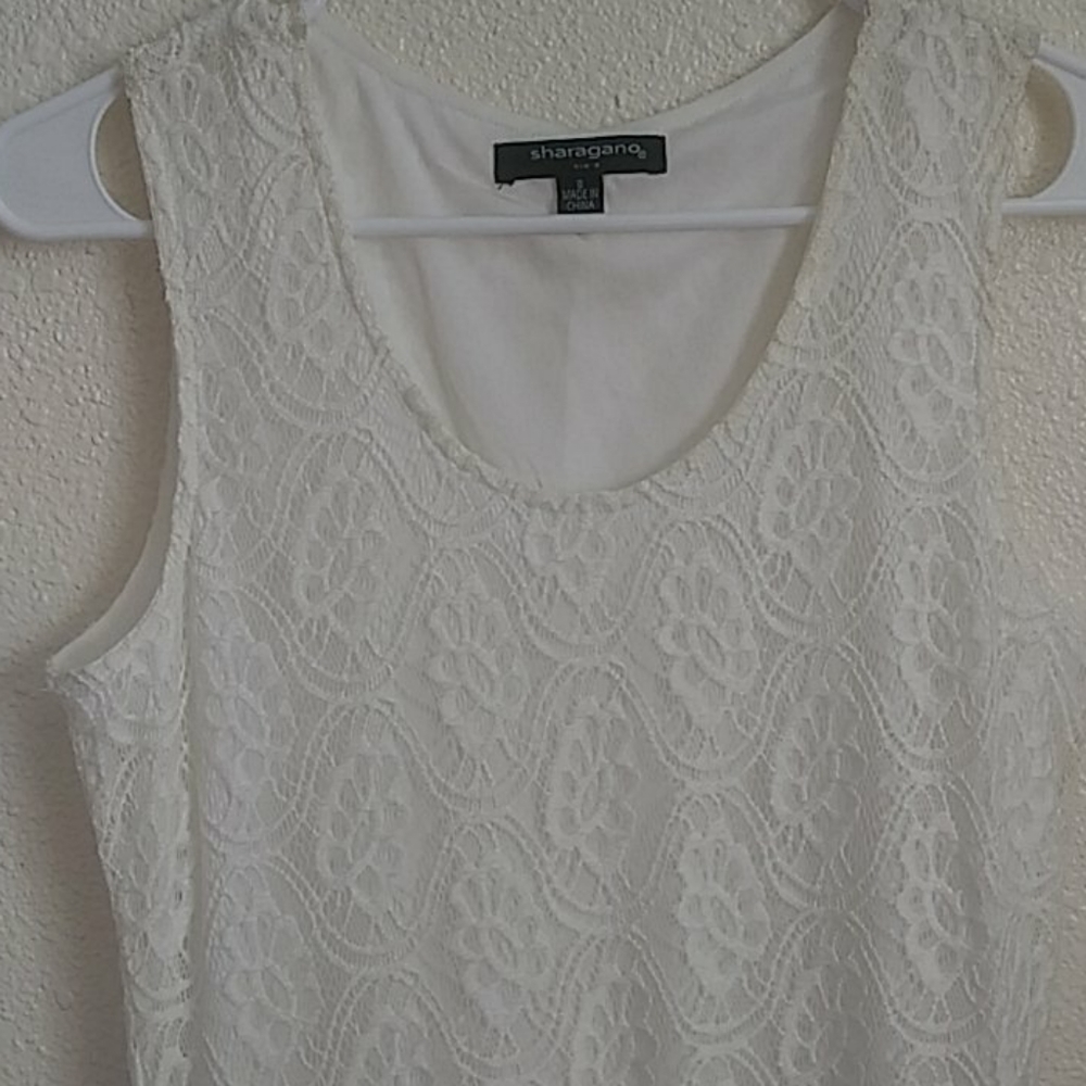 Sharagano size 8 eggshell/white long dress